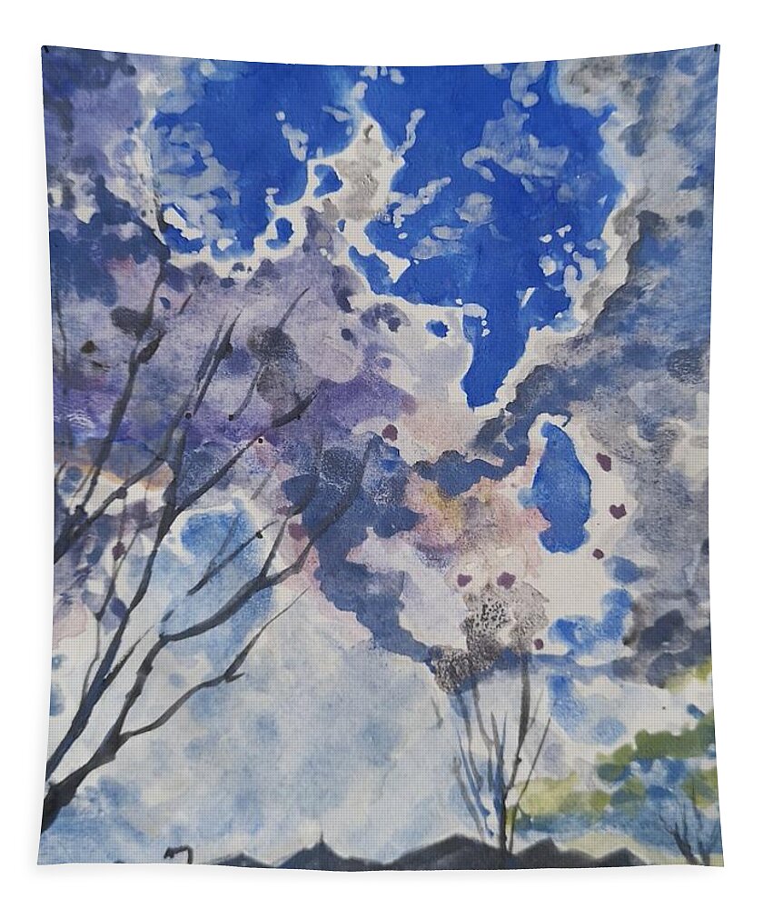 Cloudscape Tapestry featuring the painting Breaking Through by Sheila Romard