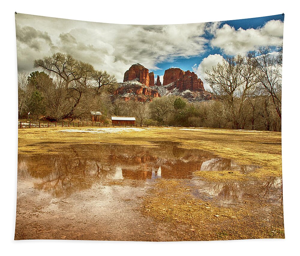 Cathedral Rock Tapestry featuring the photograph Cathedral's Reflection #1 by Tom Kelly