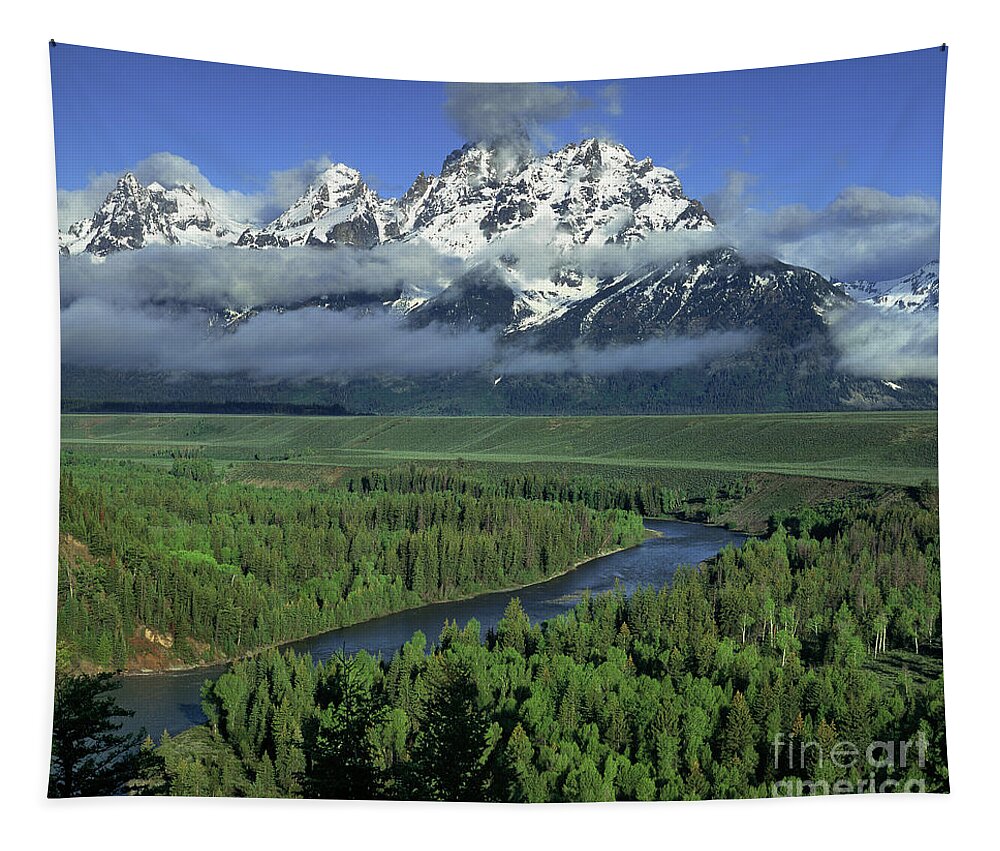 Dave Welling Tapestry featuring the photograph Clearing Storm Snake River Overlook Grand Tetons Np by Dave Welling