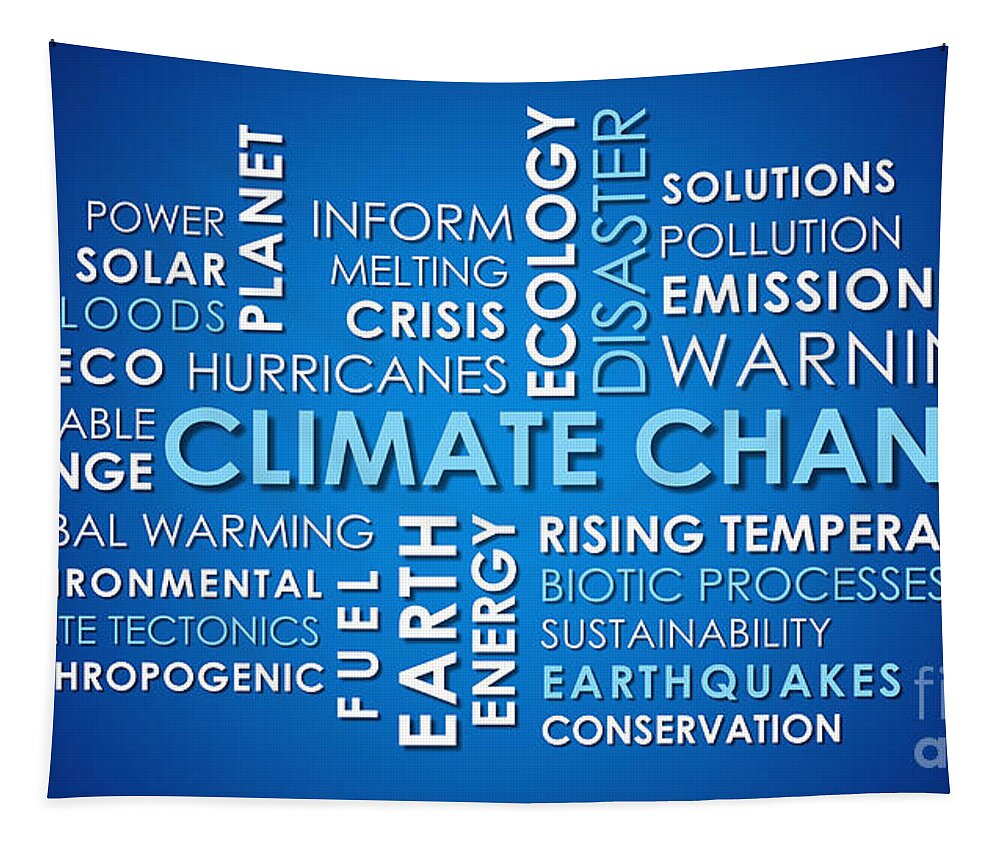 Climate Change related animated text word cloud Tapestry by Milleflore  Images - Fine Art America