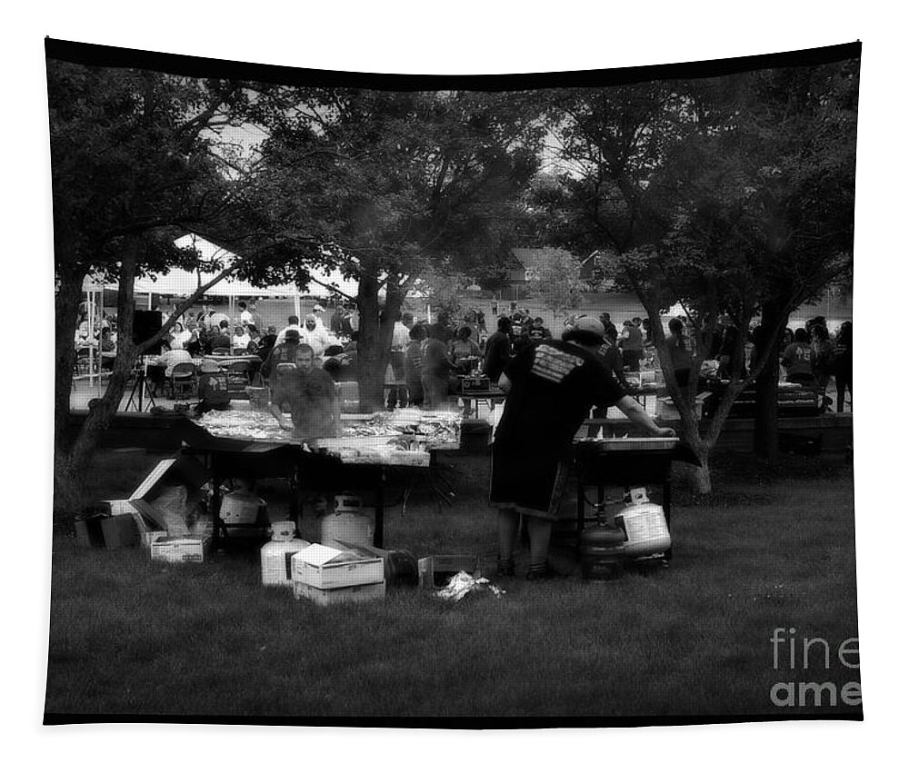 Black And White Tapestry featuring the photograph Community Picnic #1 by Frank J Casella