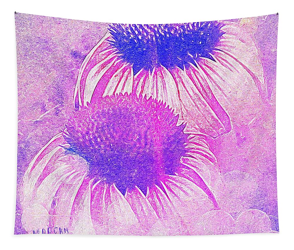 Coneflowers Tapestry featuring the digital art Coneflowers #1 by Mariam Bazzi