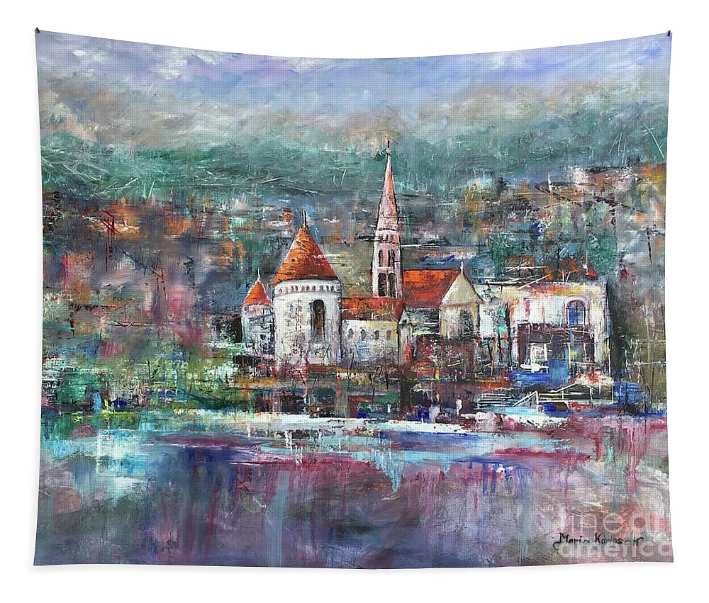 Oil Painting Tapestry featuring the painting Connection #1 by Maria Karlosak