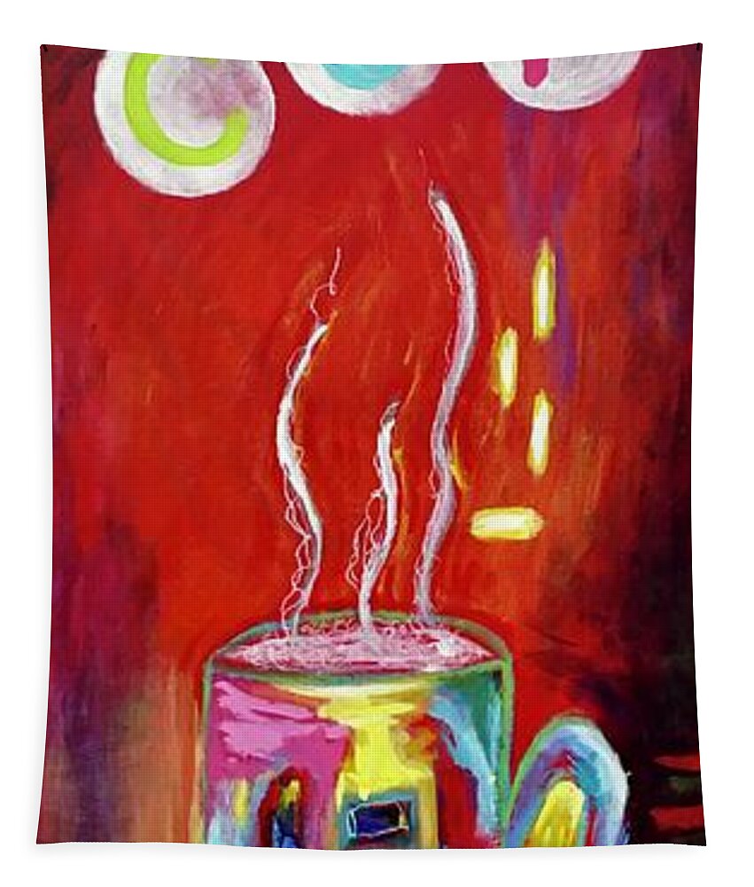 Coffee Tapestry featuring the painting Creators Cup #1 by Theresa Marie Johnson