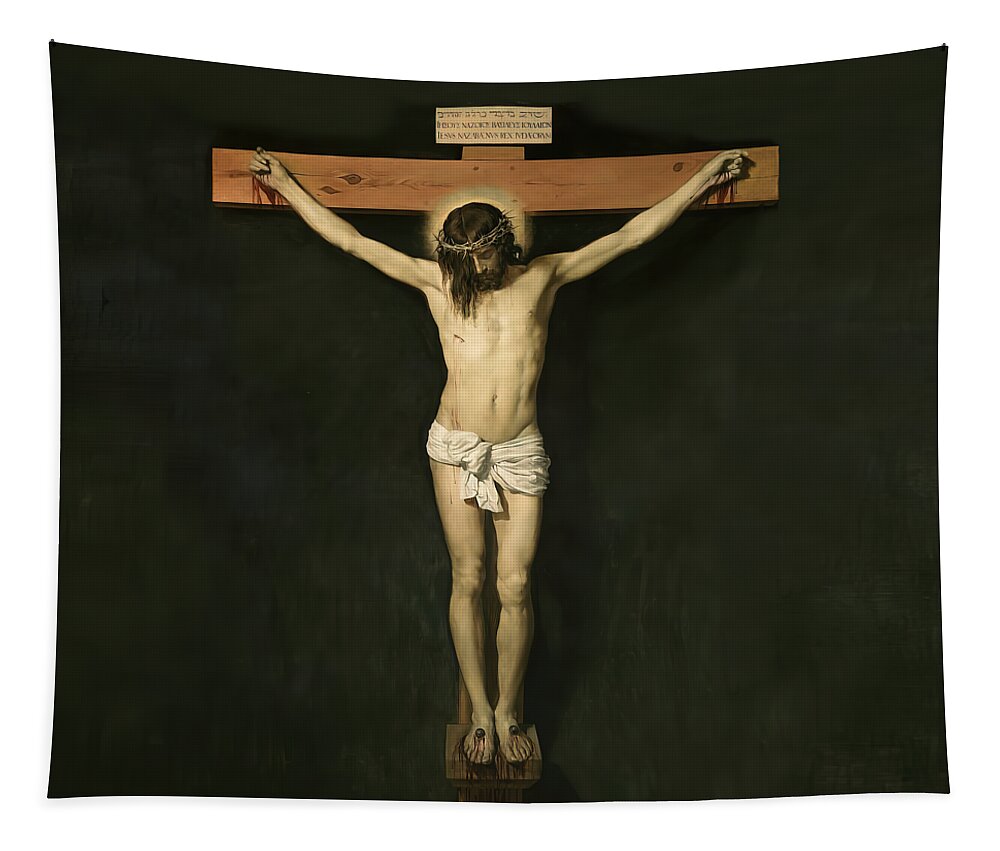 Jesus Tapestry featuring the mixed media Crucifixion #2 by Diego Velazquez