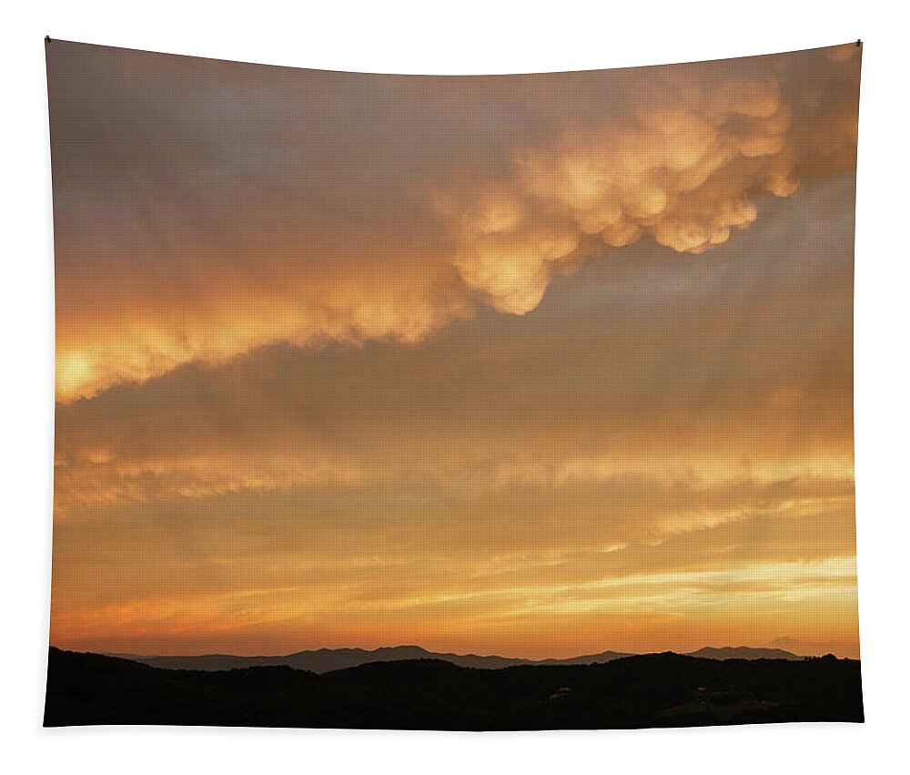Cumulonimbus Tapestry featuring the photograph Cumulonimbus with Mammatus clouds #1 by Ian Middleton