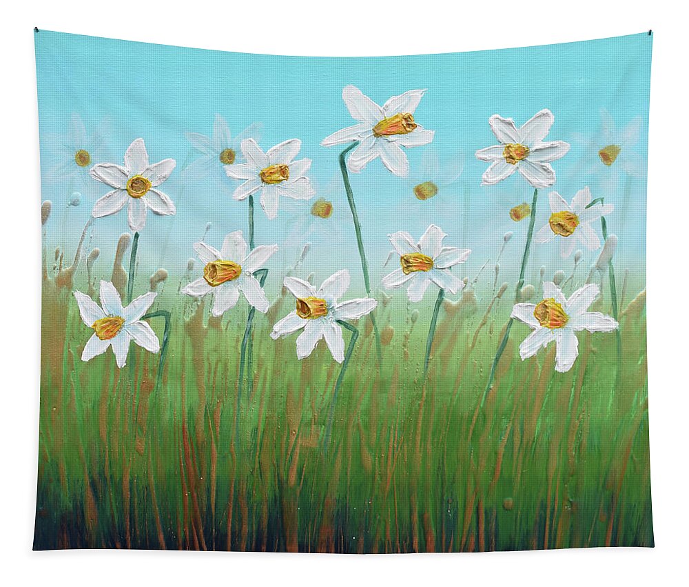 Daffodils Tapestry featuring the painting Daffodils by Amanda Dagg