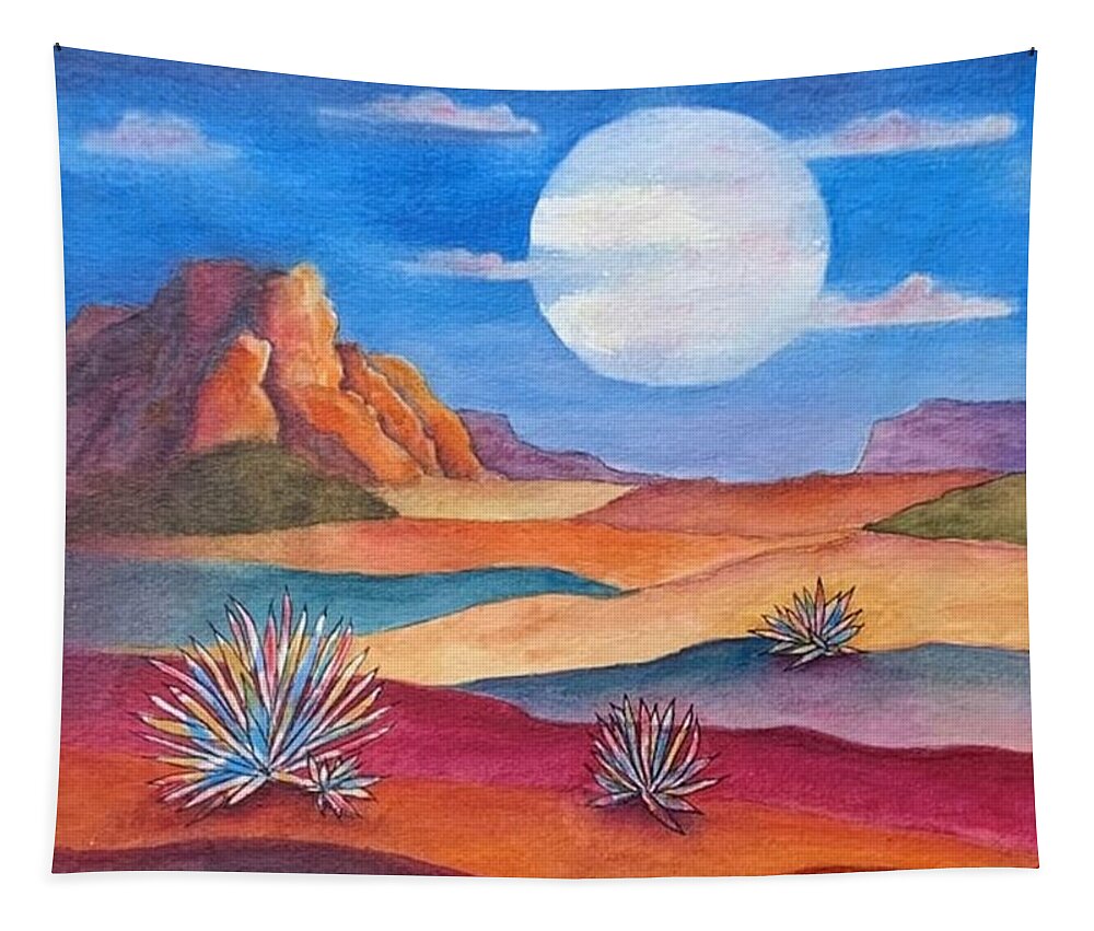 Mixed Media - Watercolor Tapestry featuring the mixed media Desert Moon by Terry Ann Morris