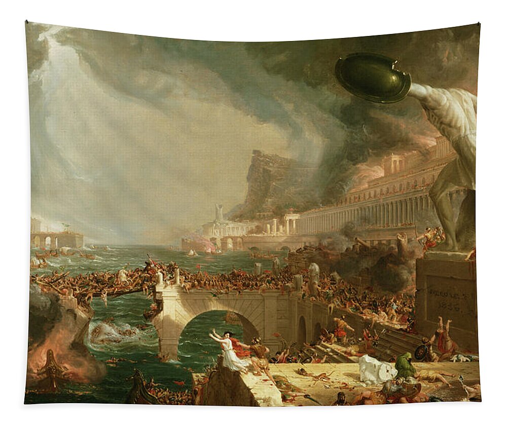 Thomas Cole Tapestry featuring the painting Destruction by Thomas Cole by Mango Art