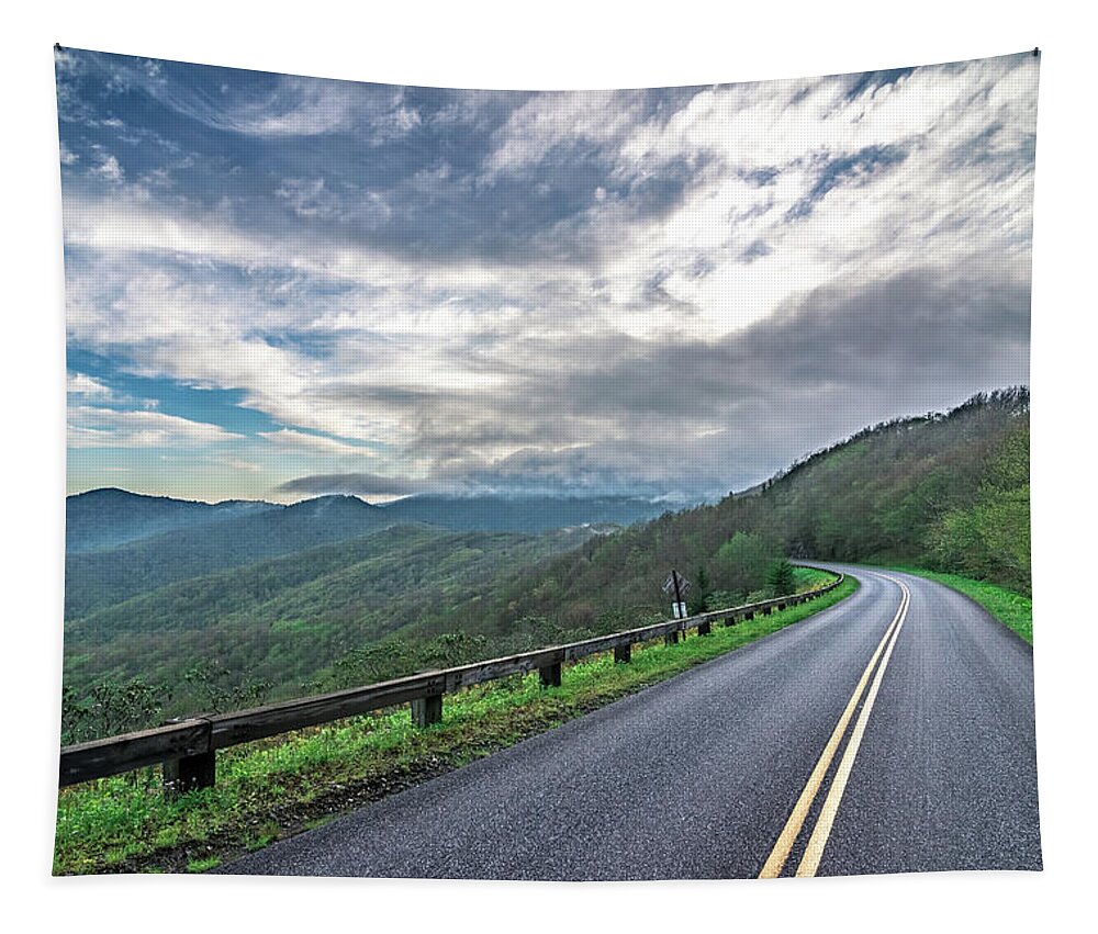 Mountains Tapestry featuring the photograph Driving On Blue Ridge Parkway In Spring #1 by Alex Grichenko
