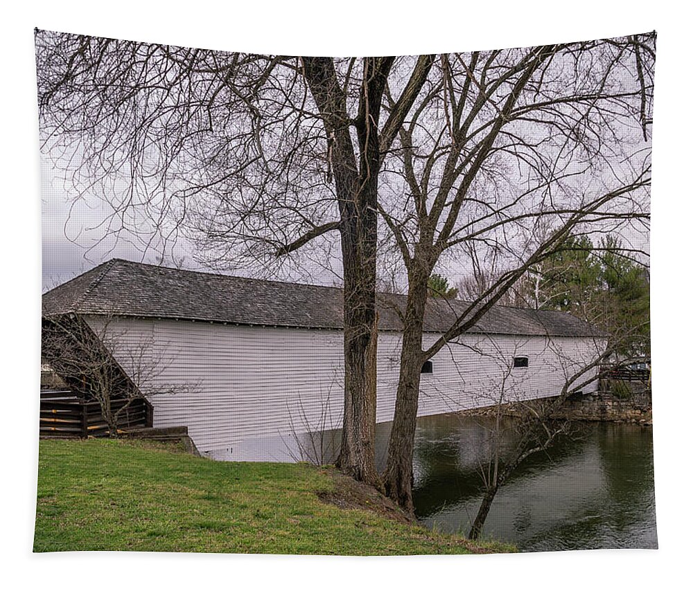 Architecture Tapestry featuring the photograph Elizabethton Covered Bridge 9 by Cindy Robinson