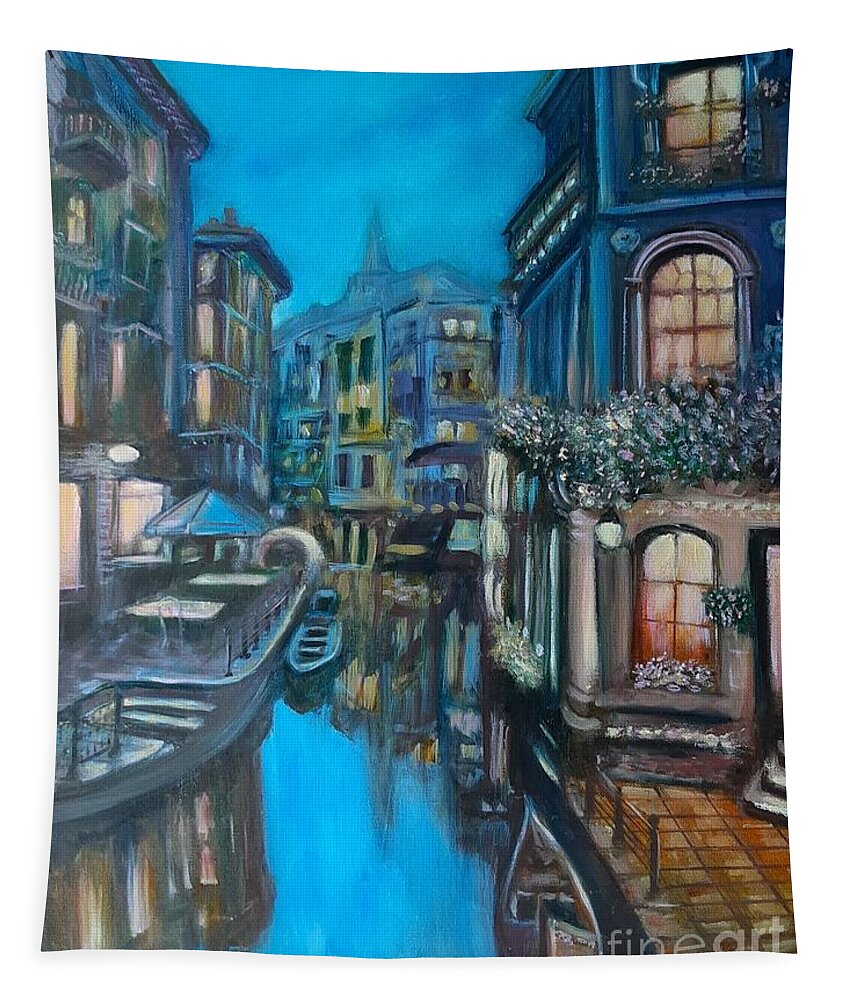 Venice Tapestry featuring the painting Evening in Venice #1 by Deborah Nell