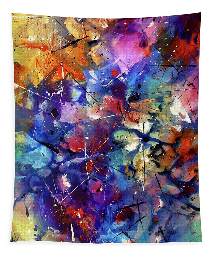 Bright Tapestry featuring the painting 'exodus' by Michael Lang