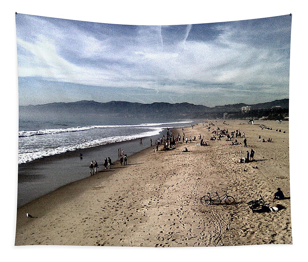 Santa Monica Tapestry featuring the photograph Faces of the Santa Monica Beach #1 by Kenny Glover