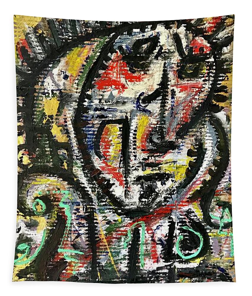Abstract  Tapestry featuring the painting #1 February 2020 #1 by Gustavo Ramirez