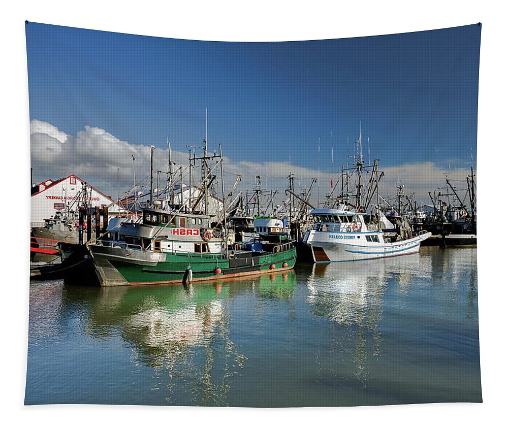 Alex Lyubar Tapestry featuring the photograph Fishing Boats at the Marina #2 by Alex Lyubar
