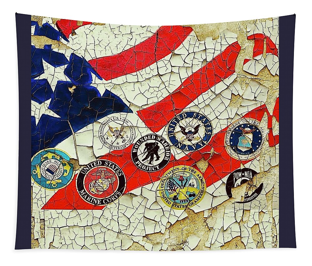  Tapestry featuring the mixed media Flag by Angie ONeal