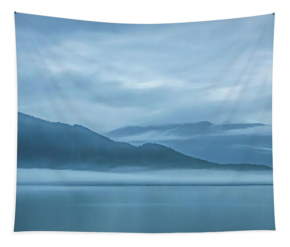 Alaska Tapestry featuring the photograph Foggy Morning in Juneau by Marcy Wielfaert