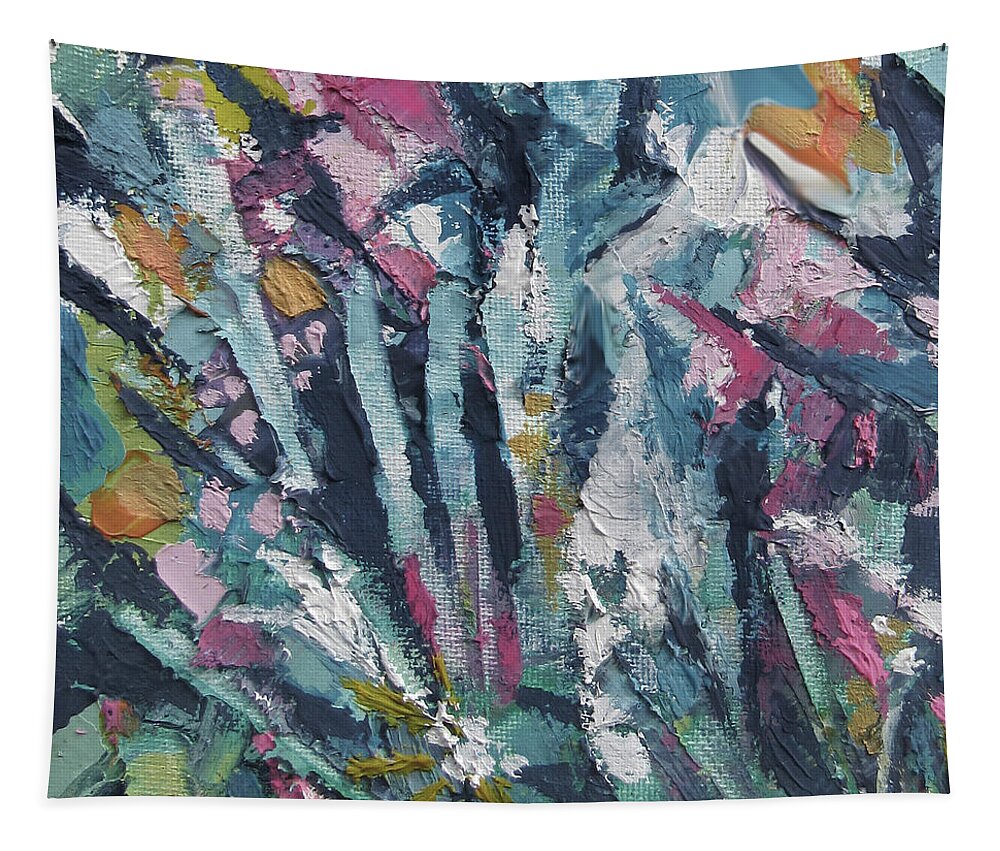 Digital Art Tapestry featuring the mixed media Garden Abstract 2 by Jean Batzell Fitzgerald