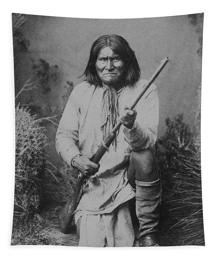 Geronimo Tapestry featuring the photograph Geronimo - Black and White #2 by David Hinds