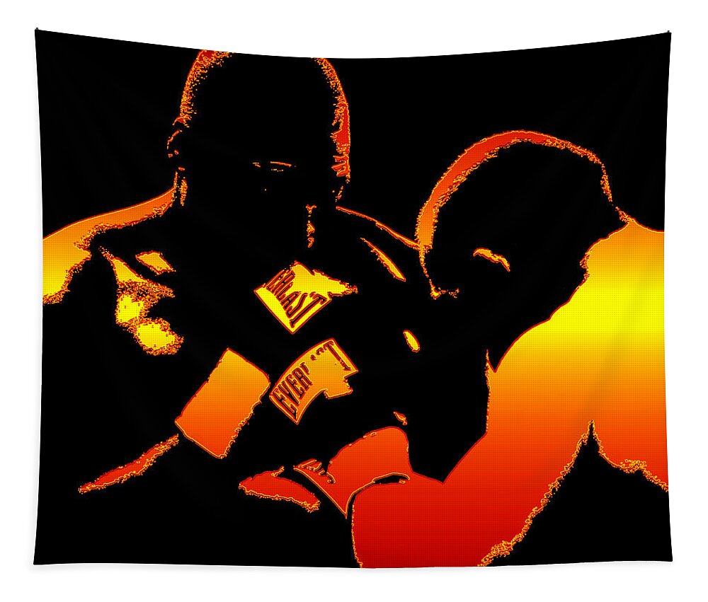 Boxing Tapestry featuring the mixed media Head to head #1 by David Lee Thompson