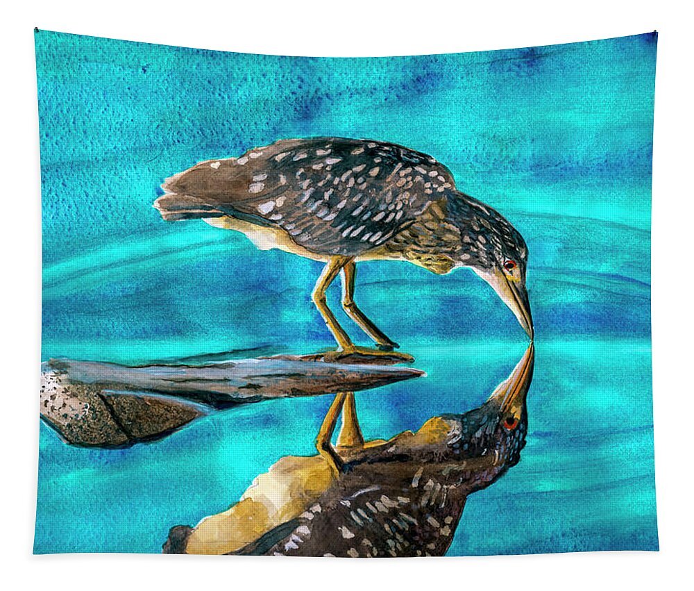 Heron Tapestry featuring the photograph Juvenile Black Crowned Night Heron by Rick Mosher