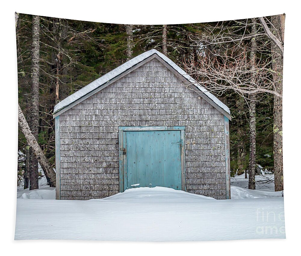 Winter Tapestry featuring the photograph Little Cabin in the Woods #1 by Elizabeth Dow