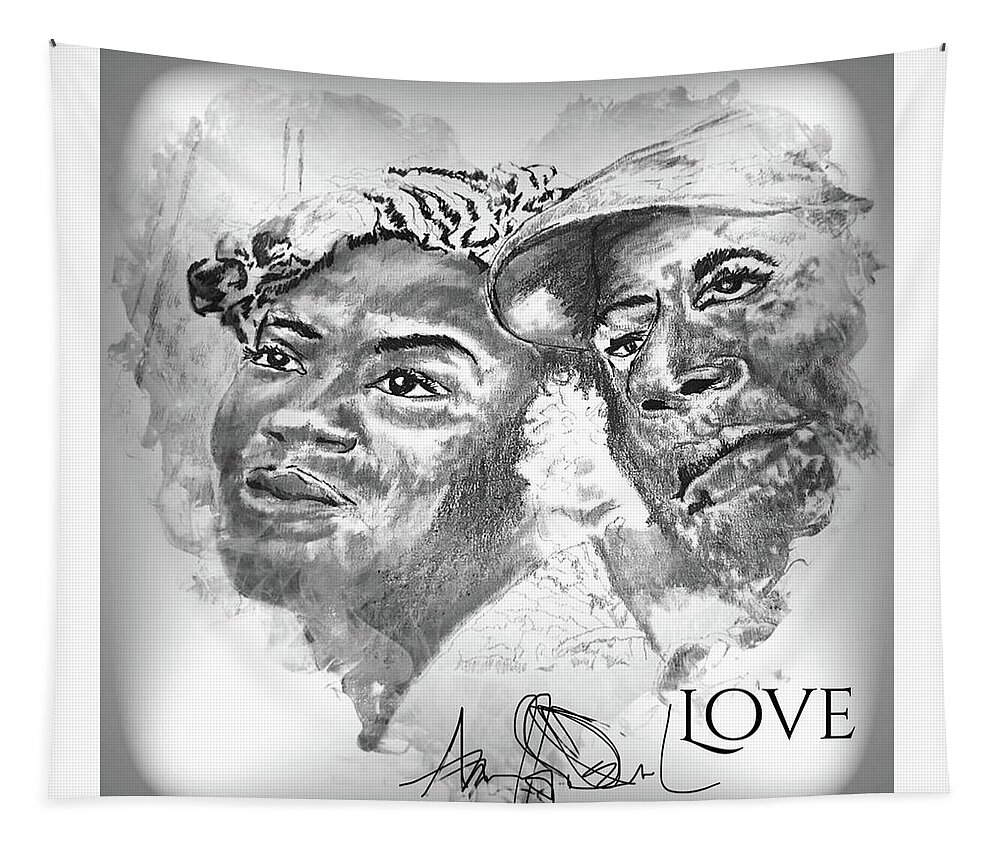  Tapestry featuring the drawing Love by Angie ONeal