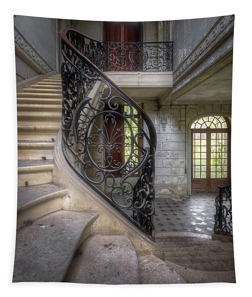 Abandoned Tapestry featuring the photograph Lovely Abandoned Staircase #1 by Roman Robroek