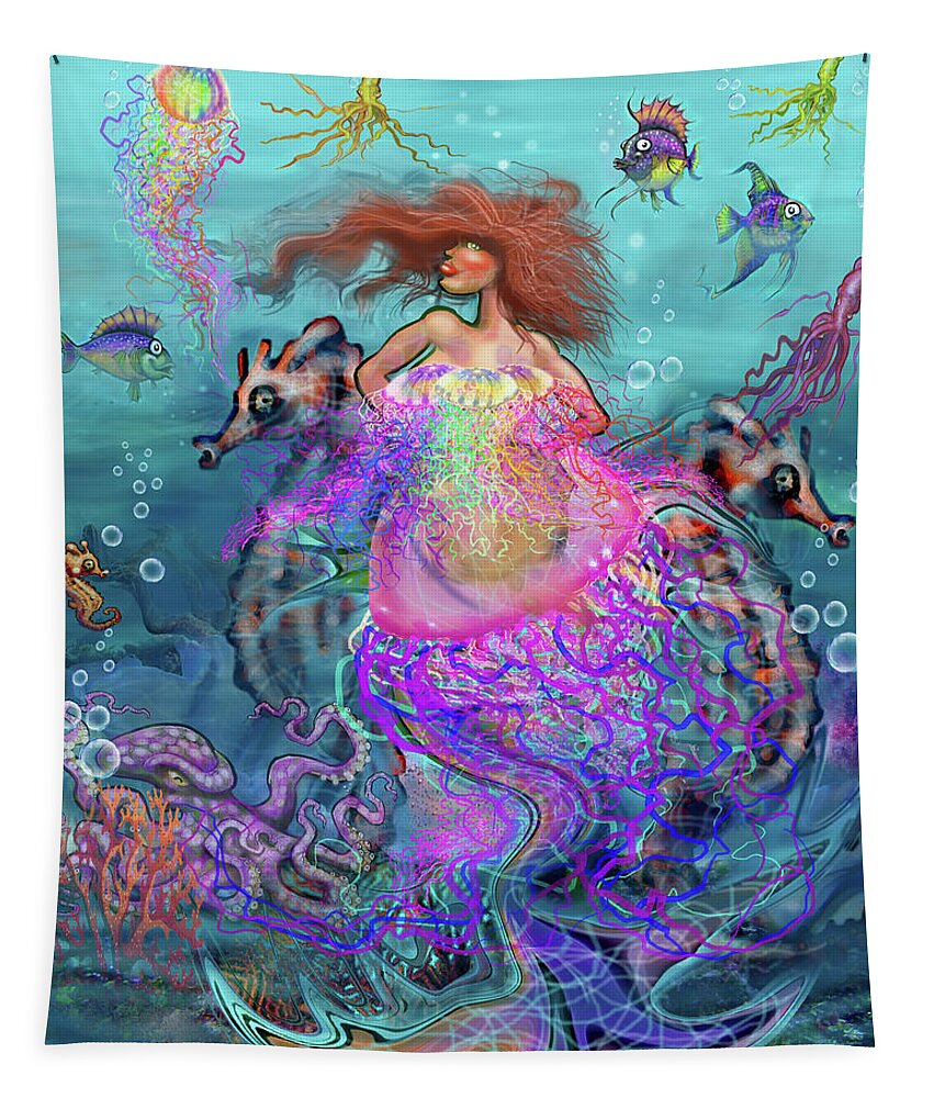 Mermaid Tapestry featuring the digital art Mermaid Jellyfish Dress by Kevin Middleton