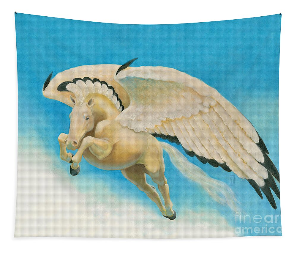 Mesa Pegasus Tapestry featuring the mixed media Mesa Pegasus #2 by Melissa A Benson