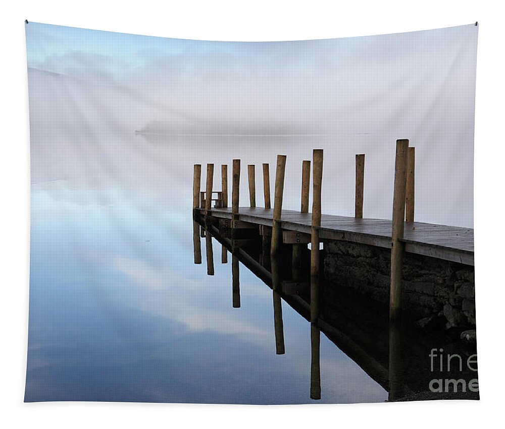 Jetty Tapestry featuring the photograph Mist over Derwent Water #1 by Bryan Attewell