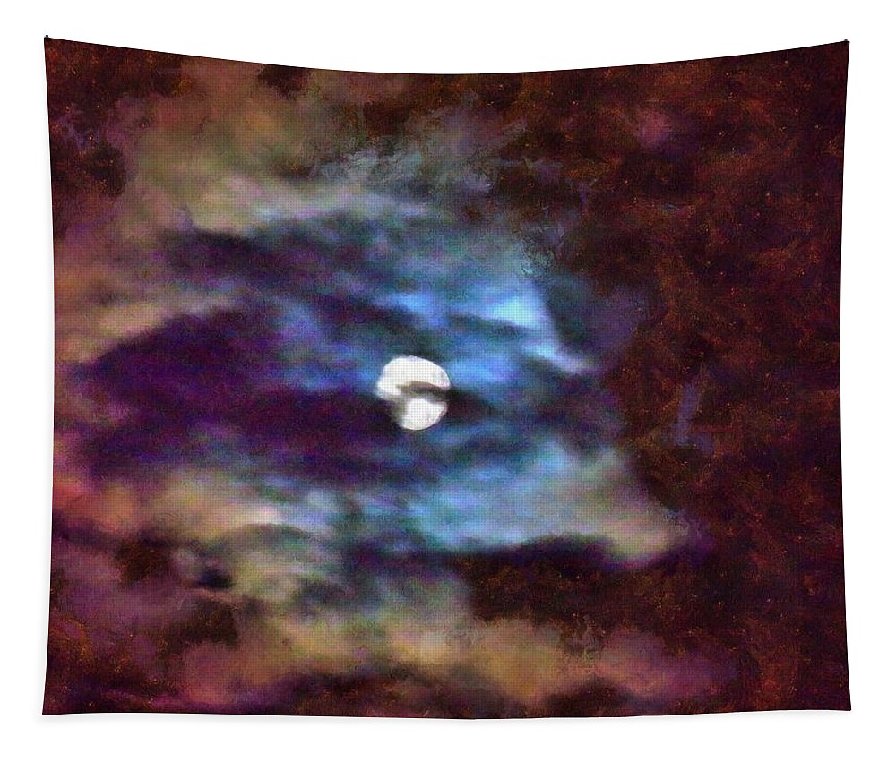 Moon Tapestry featuring the mixed media Moonscape by Christopher Reed