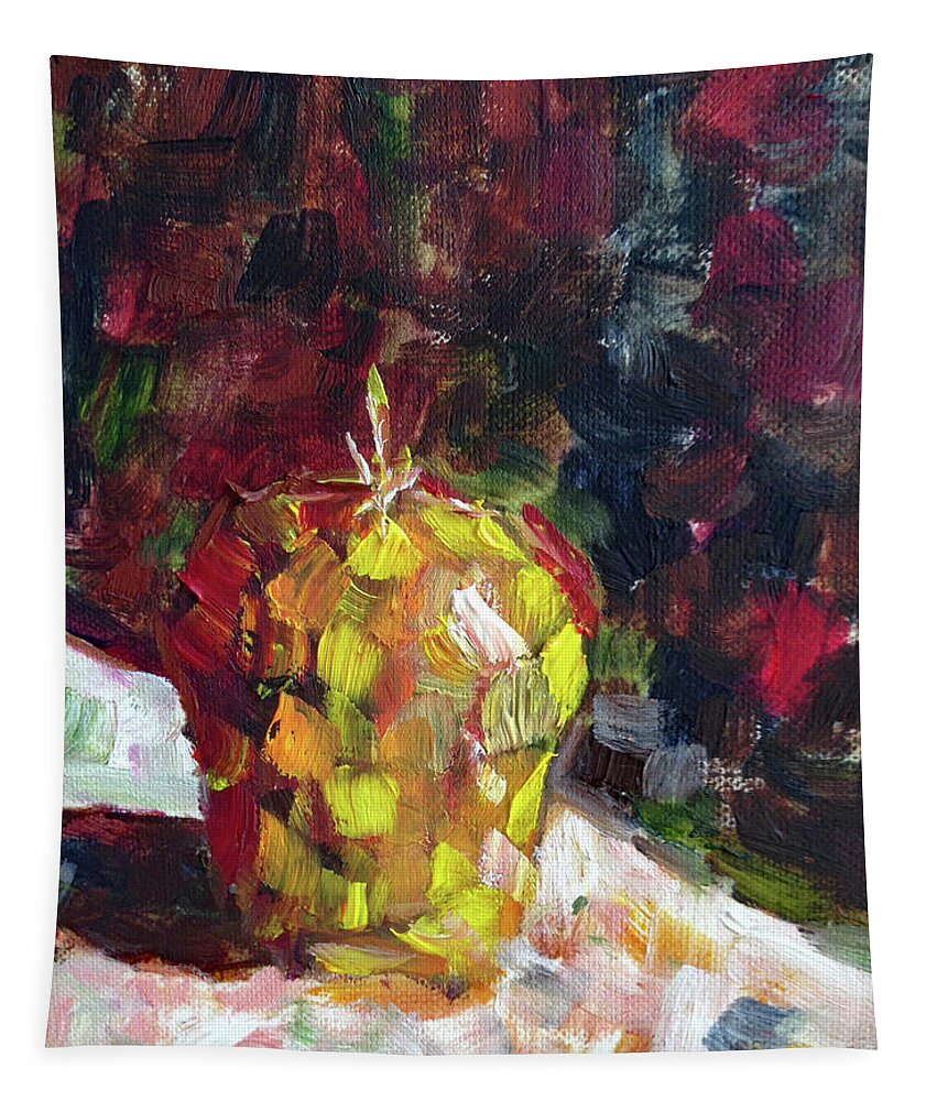 Apple Tapestry featuring the painting Mosaic Apple #1 by Roxy Rich