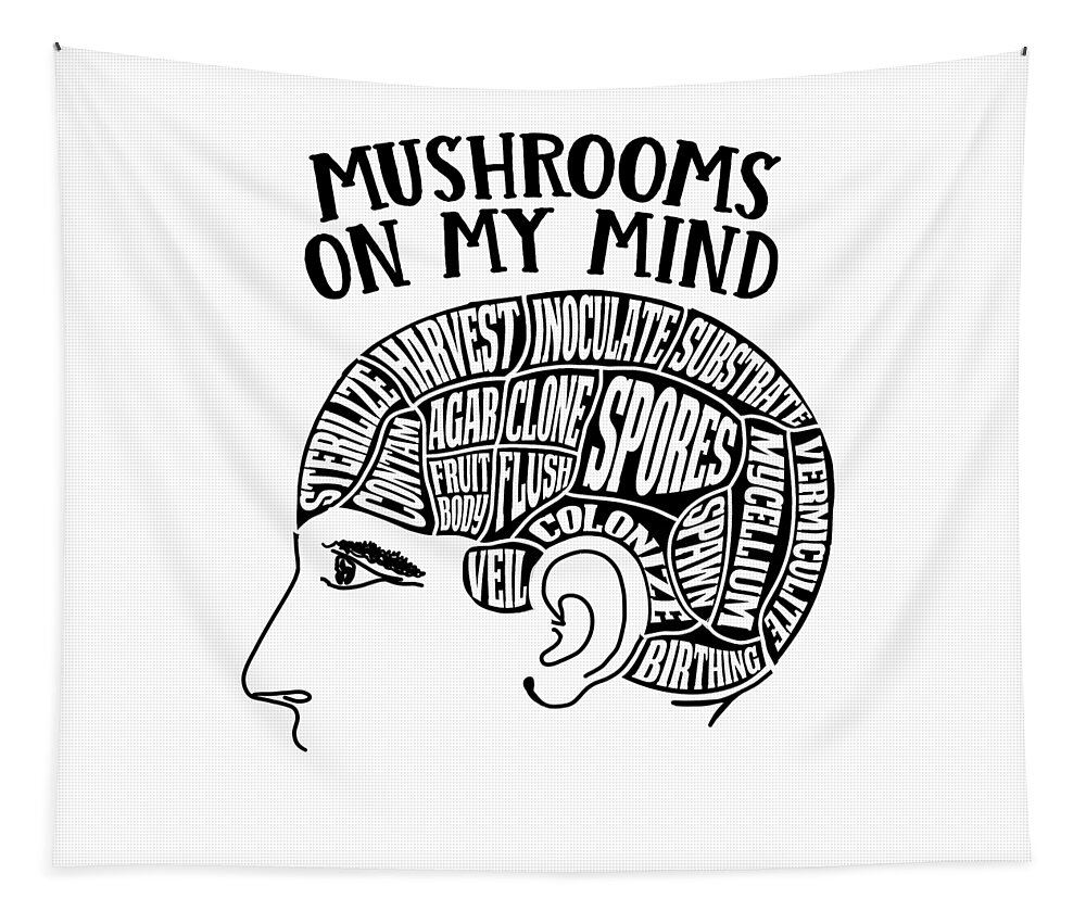 Mushroom Tapestry featuring the digital art Mushroom Growers and Gardening Design #1 by Lance Gambis Art