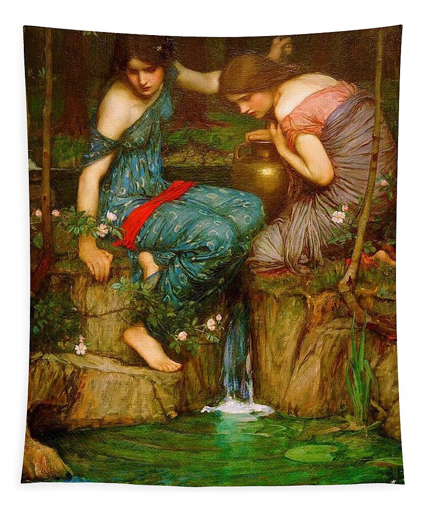 Nymphs Finding The Head Of Orpheus Tapestry featuring the painting Nymphs finding the head of Orpheus by John William Waterhouse