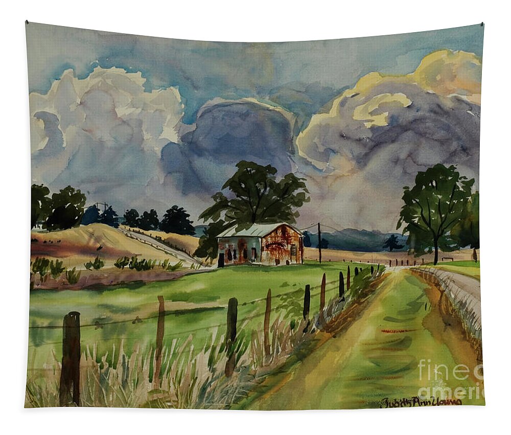 Barnesville Tapestry featuring the painting Old Gin Mill by Judith Young