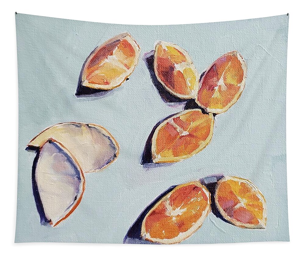 Still Life Tapestry featuring the painting Orange Slices #2 by Sheila Romard