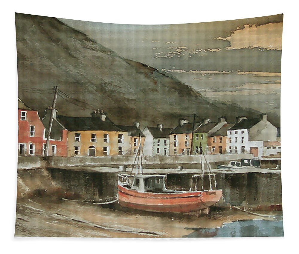  Tapestry featuring the painting Passage East, Waterford #2 by Val Byrne