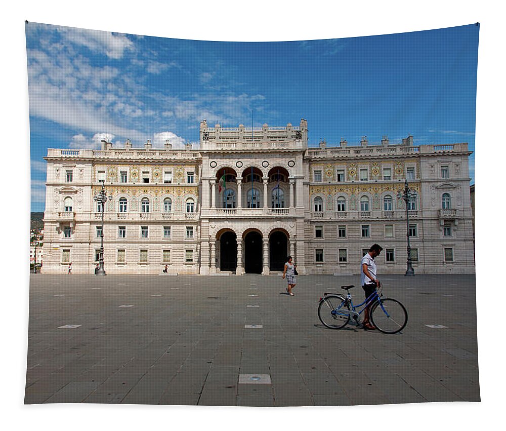 Trieste Tapestry featuring the photograph Piazza unita d'italia, Trieste #1 by Ian Middleton