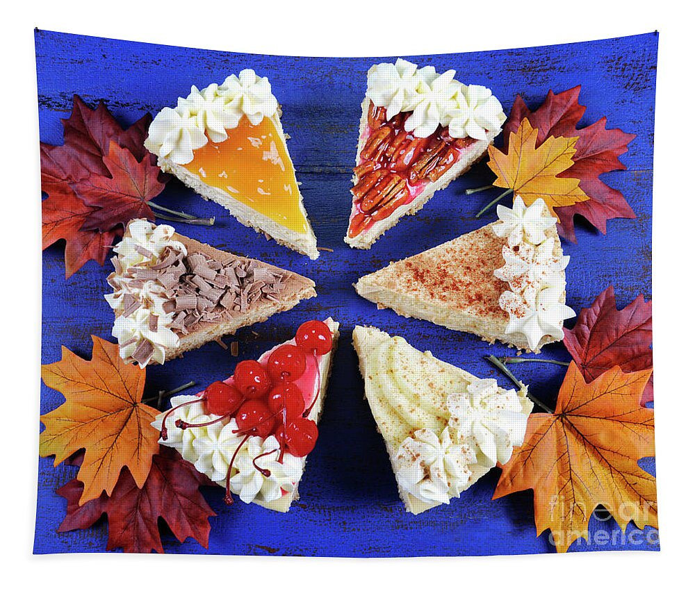 Happy Thanksgiving Tapestry featuring the photograph Pieces of Thanksgiving pies. #1 by Milleflore Images
