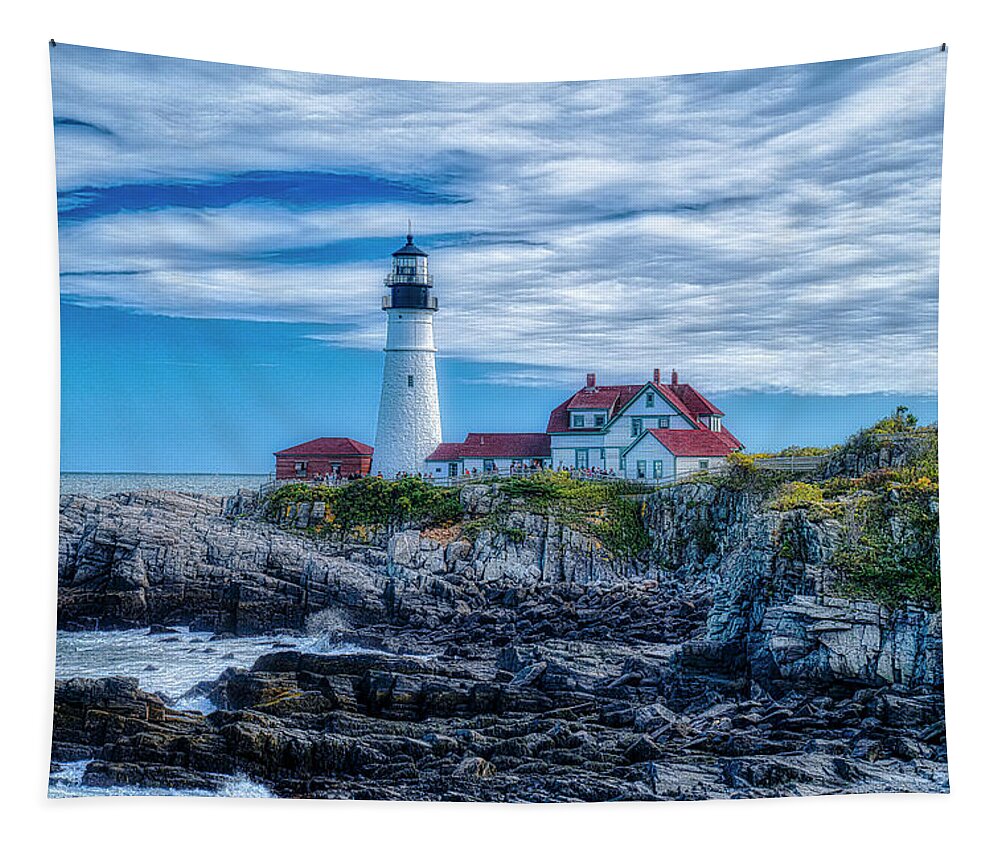 Portland Head Lighthouse Tapestry featuring the photograph Portland Head Light #1 by Penny Polakoff