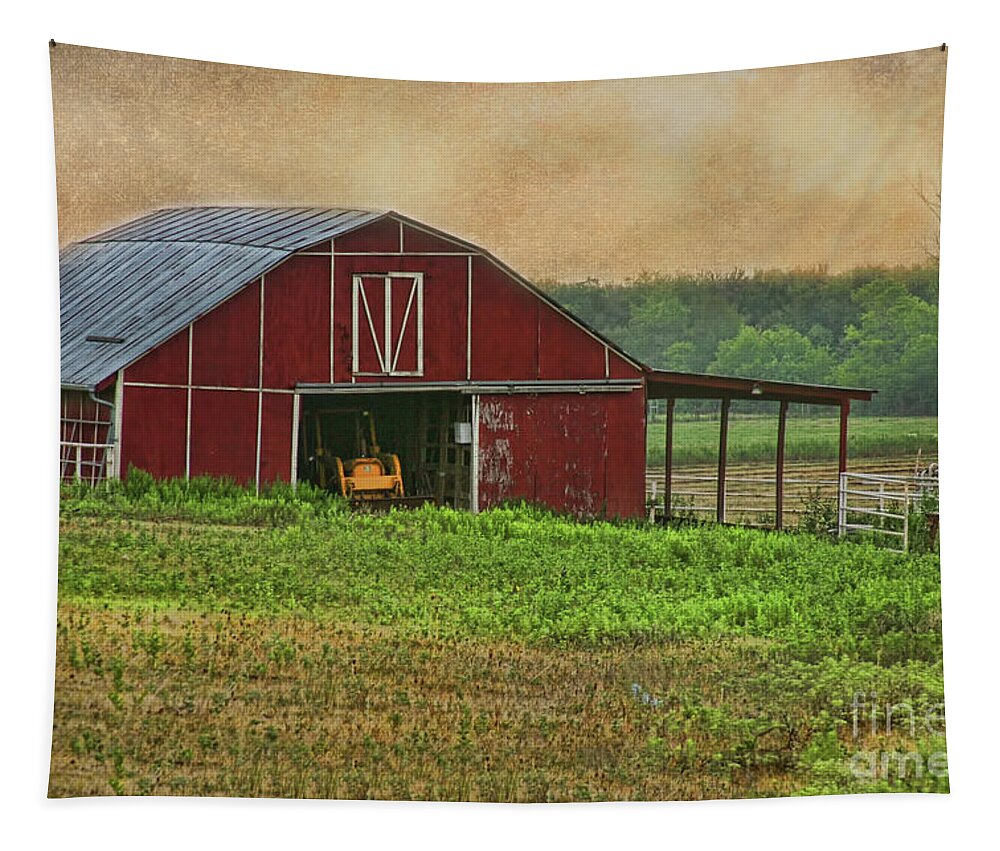 Red Barn Tapestry featuring the photograph Red Barn #1 by Joan Bertucci