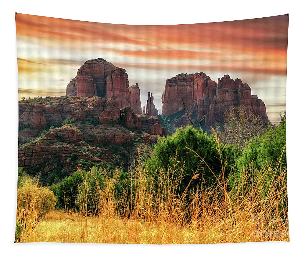 Red Rock Canyon Tapestry featuring the photograph Red Rock Canyon At Sunset by Lev Kaytsner