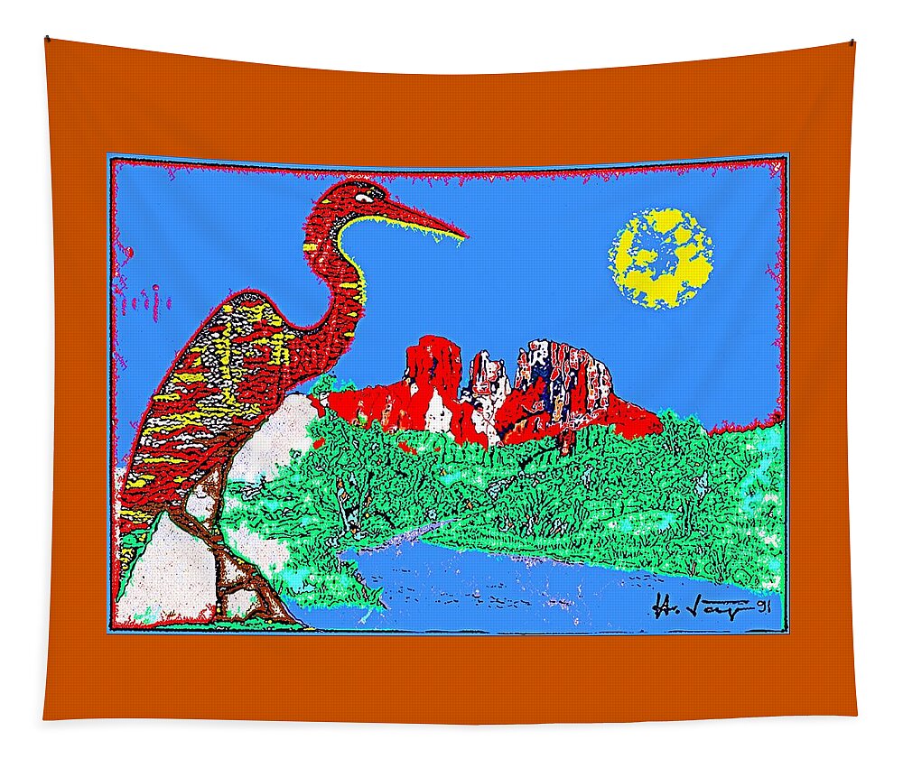 Red Rock Tapestry featuring the mixed media Red Rock Sedona #1 by Hartmut Jager