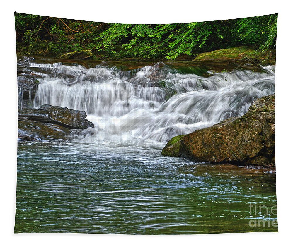 Smoky Mountains Tapestry featuring the photograph River Rapids #1 by Phil Perkins