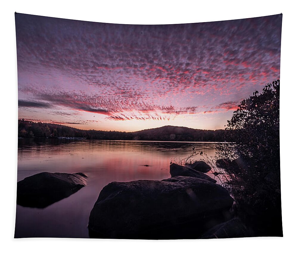 Lake Placid Tapestry featuring the photograph Saranac Sunset #1 by Dave Niedbala