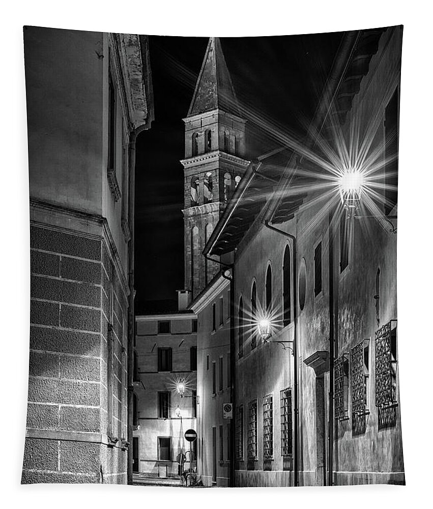 Oderzo Tapestry featuring the photograph Small street leading to the bell tower #1 by The P