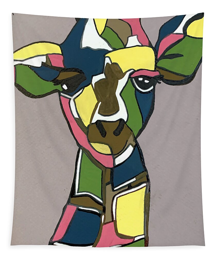 Giraffe Painting Tapestry featuring the painting Stand Tall - Colorful Giraffe Painting #2 by Christie Olstad