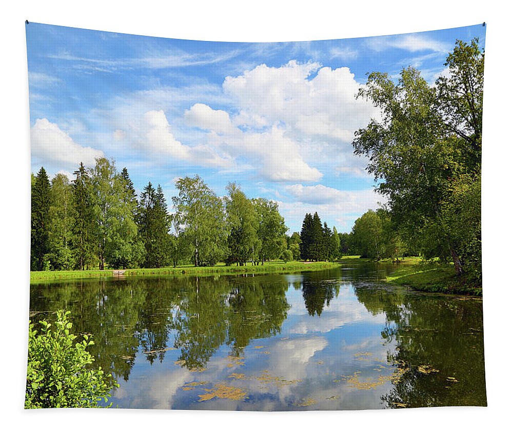 Lake Tapestry featuring the photograph Summer Lake Landscape In Park #1 by Mikhail Kokhanchikov